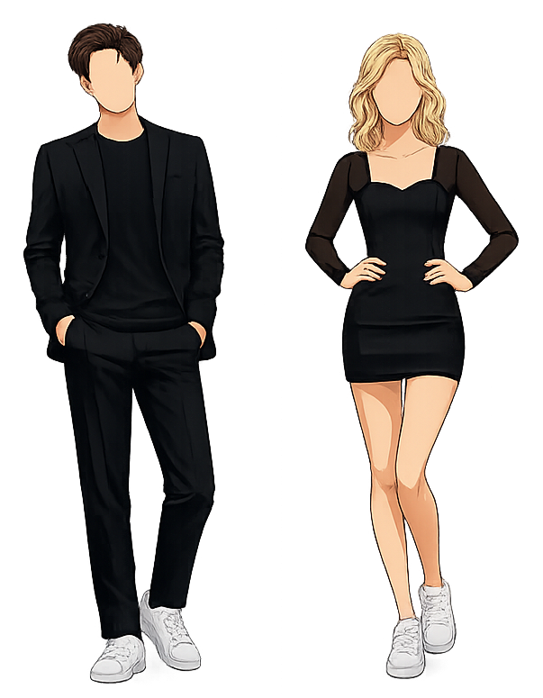 TRAJE FORMAL NEGRO CON TENIS